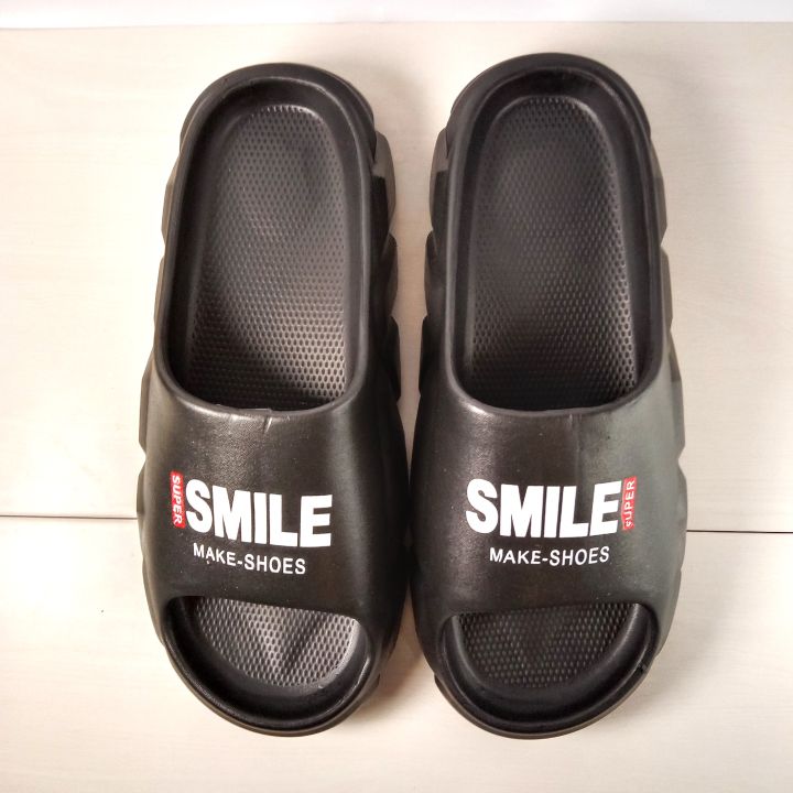 Smile Mens Slides / Slippers(Black)