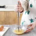 Egg Beater Whisk, Stainless Steel Hand Push Whisk Blender Rotating Push Semi-Automatic Egg Beater Hand Push Mixer Stirrer Kitchen Utensil for Whisking, Mixing, Blending, Stirring. 