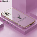 Jizetin (Free Lanyard) for Vivo V20 / V20 2021 Back Cover Antlers Luxury 6D Plating Case Side Pattern Soft Silicone Square Phone Cases. 