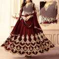 Dress for womens | Dress for girls | Maroon Chiffon Crincle Embroidered Maxi | Unstitched | Formal Wear | Party Wear. 