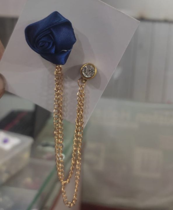 Flower Brooch With Chain Men Women's Coat - NAVY BLUE Flower Brooch With Chain Men Women's Coat - NAVY BLUE