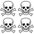 dealzEpic - Die Cut Skull and Crossbones Sign Symbol - Self Adhesive Peel and Stick Vinyl Decal/Cool Laptop Sticker - 3.94 x 3.94 inches | Pack of 4 Pcs. 