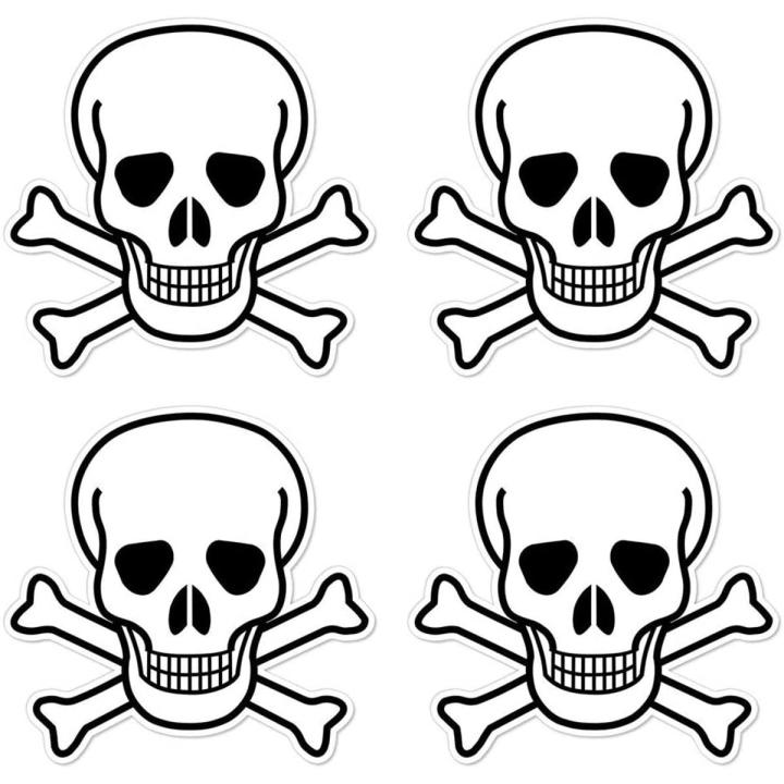 dealzEpic - Die Cut Skull and Crossbones Sign Symbol - Self Adhesive Peel and Stick Vinyl Decal/Cool Laptop Sticker - 3.94 x 3.94 inches | Pack of 4 Pcs