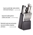 Techmanistan 15 Piece Kitchen Knife Block, Stamped High Carbon Stainless Steel Steak Knives, Sharp Knife Set with Wooden Block, AR+COOK Stainless Steel 15 Piece Cutlery Set. 