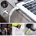 Silicon USB Cable Protector Charger Wire Saver 4 Pieces Covering Set Earphones Winder with Spiral Shape Clip for Android/Laptop/Charging Cords. 