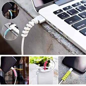 Silicon%20USB%20Cable%20Protector%20Charger%20Wire%20Saver%204%20Pieces%20Covering%20Set%20Earphones%20Winder%20with%20Spiral%20Shape%20Clip%20for%20Android/Laptop/Charging%20Cords%20-%20Image%203