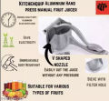 SP Dealz Manual Fruit Juicer, Selected Trend Juice Squeezer Aluminium Alloy Hand Press Juicer Lime Metal, for Juicing Lemons, Limes, Oranges, Metallic. 