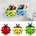 Creative Cute Cartoon Ladybug Kids Wall Suction Cup Mount Toothbrush Toothpaste Holder Pencil Pen Travel Storage Organizer. 