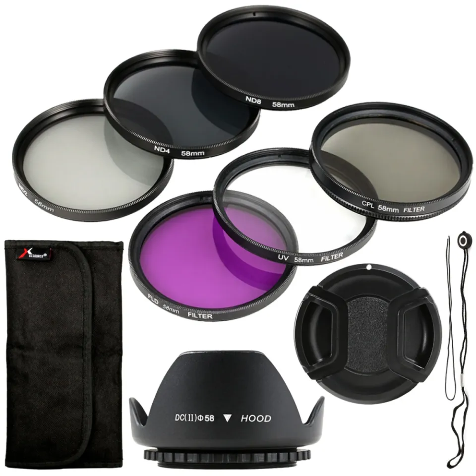 6-Piece Lens Filter Set with Lens Hood and Cap UV CPL ND Filters