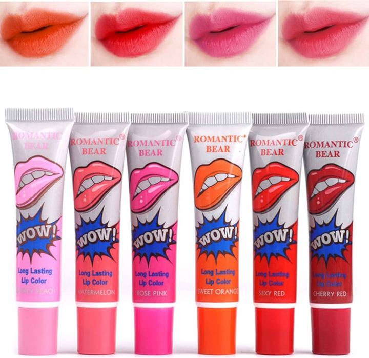 Peel Off Lip Gloss WOW Waterproof Lipstick Pack of 6