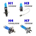 Super White Halogen Car Bulb H1 / H3 / H4 / H7 / H8 / H11 / 9005/9006 Universal Car Lamp 12V 55W 60W 6000K (1 Piece). 