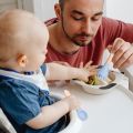 Random Color - Silicone Baby Feeding Forks and Spoons Set With Wooden Handle, Self-Feeding, Silicone Baby Utensils. 