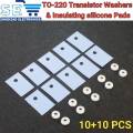 10PCS TO-220 Transistor Silicone Insulator Insulation Sheet Pads + 10PCS Insulating Tablets Bushing Washers. 