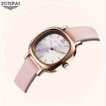 ZUNPAI Women's Watch, Waterproof Stainless Steel Square Wristwatch. 
