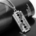 Gold and Steel Fashion Pendant Necklace for Men Music Band Judas Priest Cross Shape with Razor Blade Link Chain Jewelry Gift. 