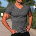 Summer T-shirt V-neck Men Casual Sports Pullover Top. 