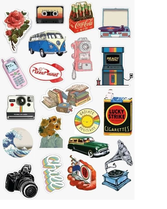 Pack of 20 Music Sticker For Laptop - aesthatic Stickers for Laptop - Size 3 x 2 Inches approx each - Old Stickers for Mobile Back Cover