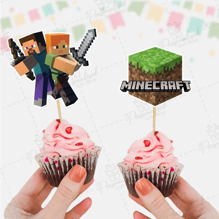 Minecraft%20Theme%20Cupcake%20Toppers,%20Pack%20of%2012%20Birthday%20Toppers%20for%20Boy%20&%20Girl%20Party%20Celebration,%20Cake%20Decoration%20&%20Perfect%20Birthday%20gift%20-%20Image%203