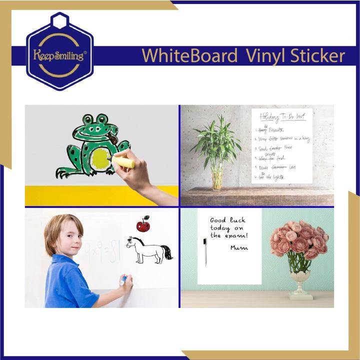 Keep%20Smiling%20Dry%20Erase%20Whiteboard%20Sticker%20Vinyl%20Sticker,%20Self-adhesive%20&%20reusable%20White%20Board%20Peel%20Stick%20for%20School,Office,Home,Kids%20Drawing%20with%202%20erasable%20markers%20-%20Image%202