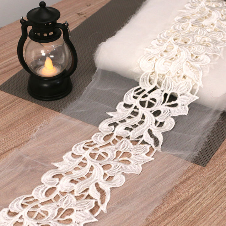 Cutwork Lace - Organza Embroidery - White - Centre