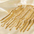 New Non Tarnish Adjustable 18k Gold Stainless Steel Layered Cuban Chain Bracelet Women Men Snake Link Bracelet For Gift. 