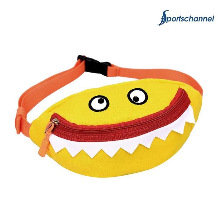 【BestGO】Cartoon Canvas Waist Packs Kids Fanny Shark Chest Boys Girls Money Handbags