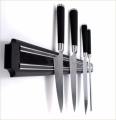 Black Magnetic Knife Holder Rack Kitchen Wall Mounted Magnet Bar - 38cm. 