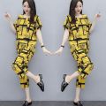 2pcs/set Women Casual Suit short-sleeved Top Long Pants Summer Fashion Wear Ladies Clothing. 