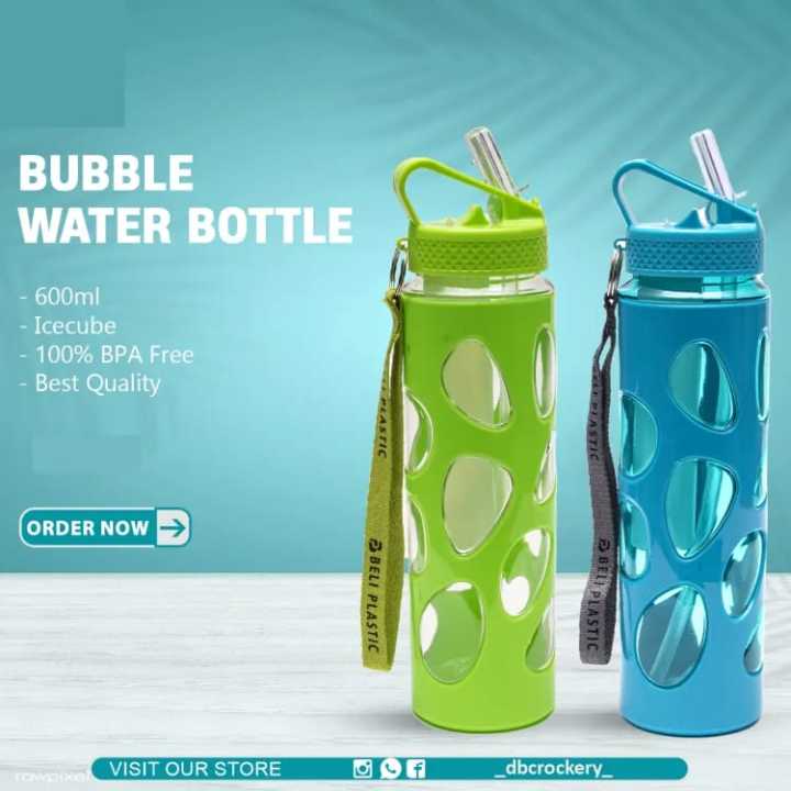 Red-Blue-Green Bubble Water Bottles Best Quality For School/Office 600ml -water bottle for girls - water bottle for boys - water bottle
