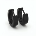 Round Fashion Ear Clip Earring For Men's/Boys For Pierced Ear One Pair - Black - Silver. 