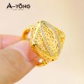 AYONG Arab Gold Color Coin Rings 18k Gold Plated Dubai African Luxury Jewelry for Women Bridal Wedding Party Gifts. 