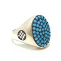 ITALIAN CHANDI RING WITH ORIGINAL FEROZA STONES. 