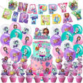 Gabby Dollhouse Party Decorations Balloons Cat Theme Set Supply Happy Birthday Decor Gabbys Doll house Figure Toys for Children. 