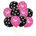 15 Pink & Black Polka Dots Large Size Balloons Pack For Birthday - anniversary and Wedding Decoration. 