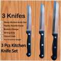 3 Pcs Kitchen knife set best quality imported knife for multi purpose cooking knives vegetable knives. 