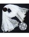 White Net Dupatta For Girls Net Dupatta with 2 side lace for girl & ladies Premium Quality All-Season White Color Shawl/ Dupatta with Pallu Lace. 