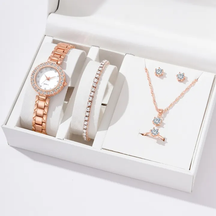 6pcs%20Set%20Suitable%20for%20Multiple%20Occasions%20and%20Use,%20Cute%20and%20Luxurious%20Women's%20Watches,%20Cute%20and%20Luxurious%20Black%20Magnetic%20Women's%20Watches,%20Simple%20Women's%20Korean%20Alloy%20Quartz%20Watches%20-%20Image%202