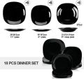 18 Piece Plates Set, Black Marble plates, 6 x 8" Plates, 6 x 9" & 6 x 11" Plates.. 