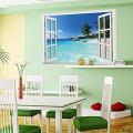 Large Removable Beach Sea 3D Window Decal WALL STICKER Home Decor Exotic Beach View Art Wallpaper Mural. 