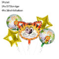 Tiger Foil Balloon Set - 21 Inch - Balloon Decoration Items - Orange - Unisex - Pack Of 5. 