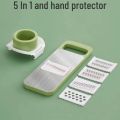 5-in-1 Multifunctional High-Quality Vegetable & Fruit Slicer With Five Changeable Blades Hand Protector Made Slicing Effortless Kitchen Gadget Manual Vegetable Slicer Cutter Potato Shredders Garlic Carrot Grater Chopper Salad Cutter - Simple And Easy Use.. 