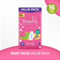 Butterfly Breathables Maxi Thick Cottony Sanitary Pads  Extra Long Value Pack 16 Pcs. 