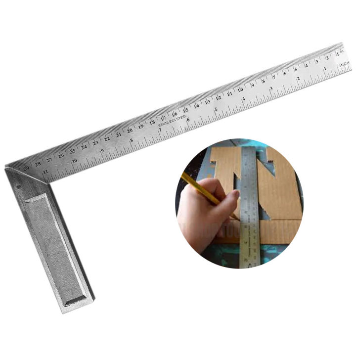 30cm/12 inch Metal Engineers Try Square Set Measurement Tool Right Angle 90 Degrees - inch and CM