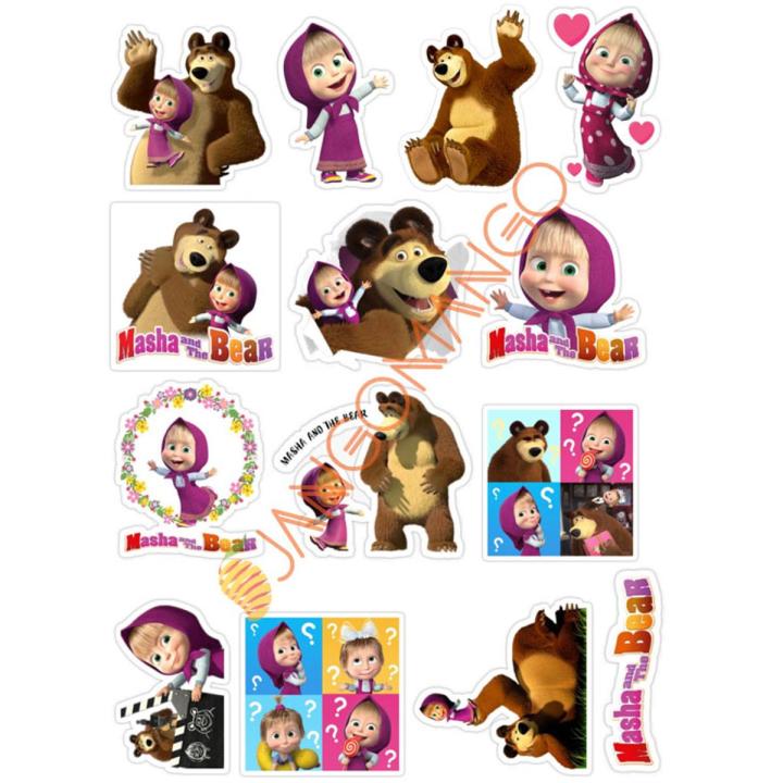 10 Pcs Masha And The Bear Cartoon Stickers Pack For Laptop, Desk , Notebooks Mobile Covers DIY Stickers - JangoMango Store