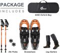 Odoland 4-in-1 Lightweight Snow Shoes Set Snowshoes with Trekking Poles, Waterproof Snow Leg Gaiters and Carrying Tote Bag. 