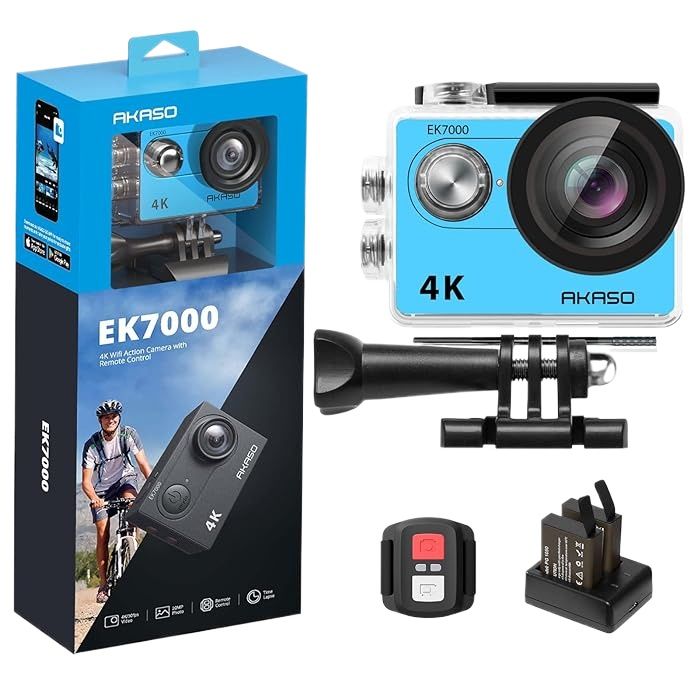 AKASO EK7000 4K30FPS 20MP Action Camera Ultra HD Underwater Camera 170 Degree Wide Angle 98FT Waterproof Camera Blue