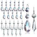 24 Pcs Chandelier Crystal Prisms Pendants Set 38 mm Clear Teardrop Icicle Chandelier Crystals Parts Replacement Crystals. 