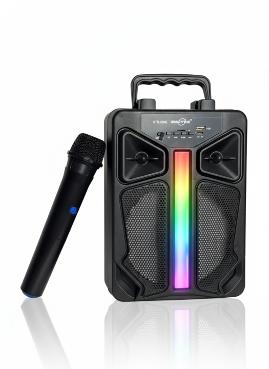 Grecitnice GTS 2066 Wireless Bluetooth Speaker With Microphone 6.5 Inch Big Sound HD Audio Portable Speaker With FM Radio USB Micro SD Rechargeable Battery