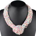 Claire Jin Small Beads Knot Necklaces Women Bohemian Jewelry Fashion Multi Layer Vintage Handmade Choker, 26 colors. 