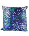Printed Silk Cushion Cover  -  Cp-028 - Blue & Black. 